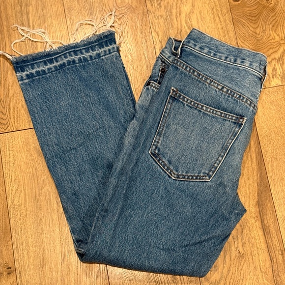 Women’s Free People Straight Leg Blue Jeans with Raw Hem - Picture 10 of 14